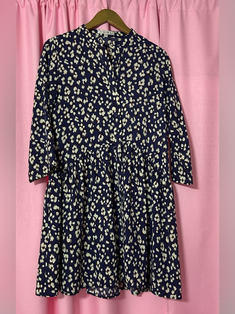 Joy Joy Navy Blue Dress with Ivory Floral Spot Print